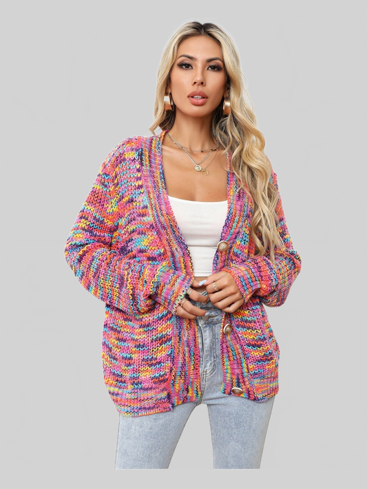 Women Button Up Dropped Shoulder Cardigan Sweater NicholesGifts