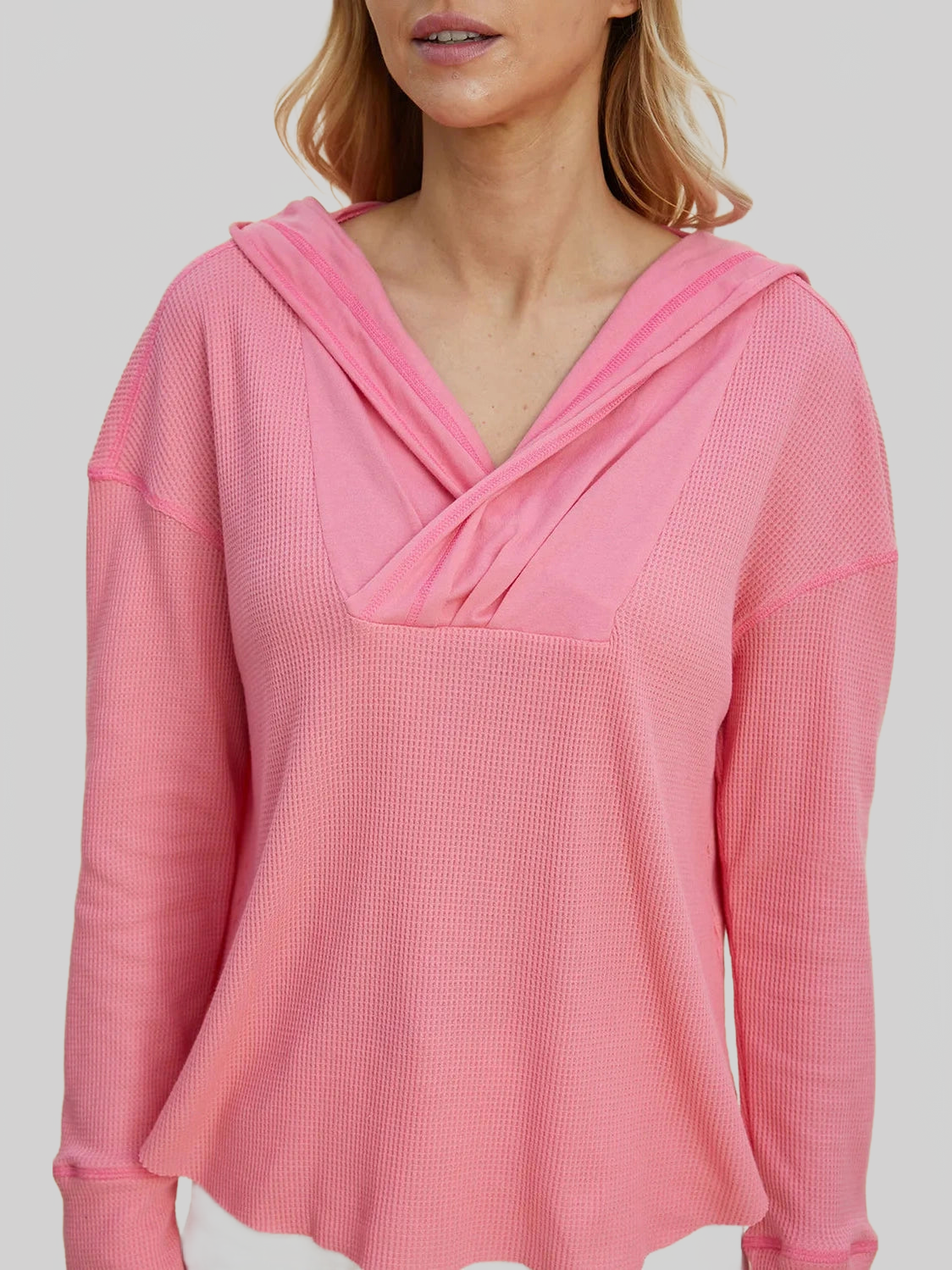 Double Take Full Size High-Low Dropped Shoulder Long Sleeve Hoodie NicholesGifts