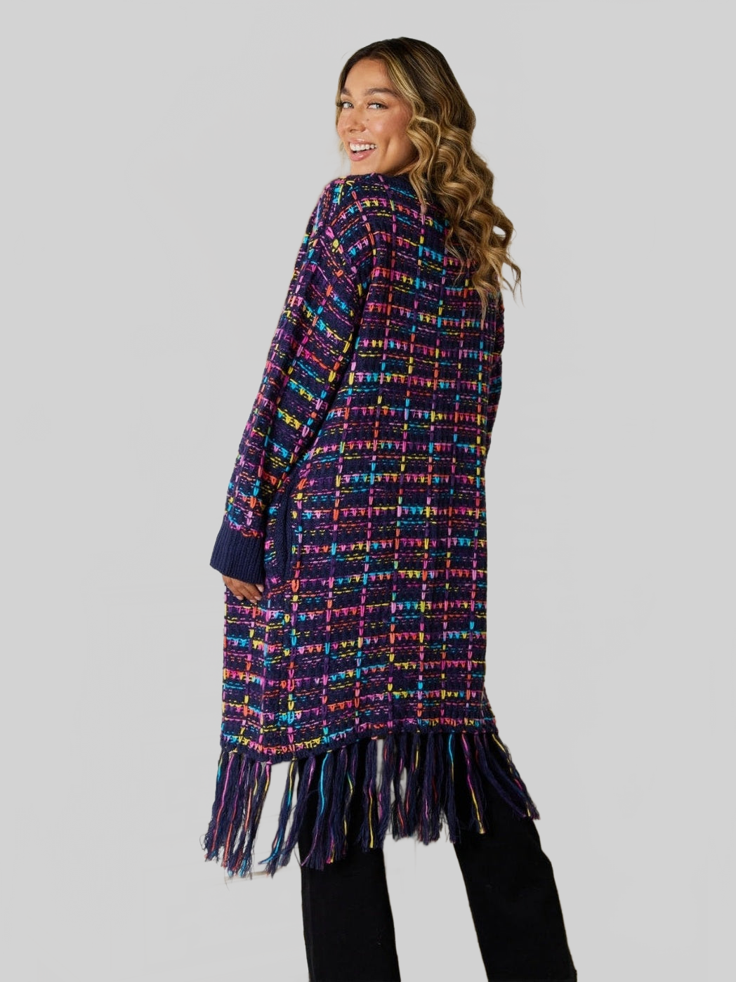 Women Fringe Hem Open Front Cardigan Sweater NicholesGifts