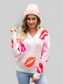 Women Angel Wings Lip V-Neck Drop Shoulder Sweater NicholesGifts