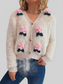 Women Flower Fuzzy Button-Up Cardigan nicholesgifts