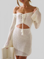 Women Cutout Lace-Up Long Sleeve Cover Up nicholesgifts