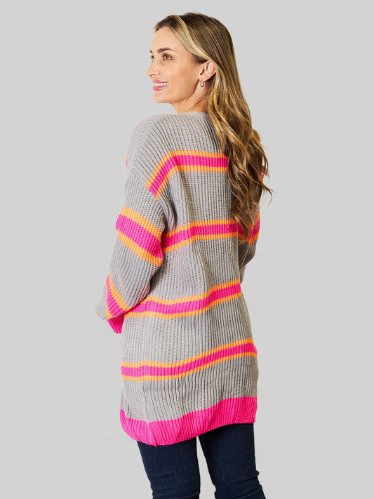 Woven Right Ribbed Long Sleeve Cardigan nicholesgifts