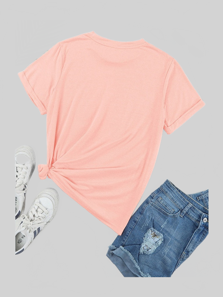Women MAMA Round Neck Short Sleeve Peach Colored T-Shirt nicholesgifts