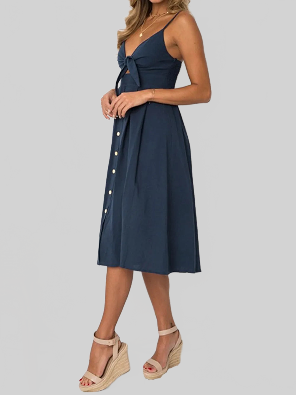 Cutout Smocked Sweetheart Neck Cami Dress nicholesgifts