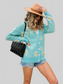 Angel Wings Daisy Pattern Button Front Cardigan nicholesgifts