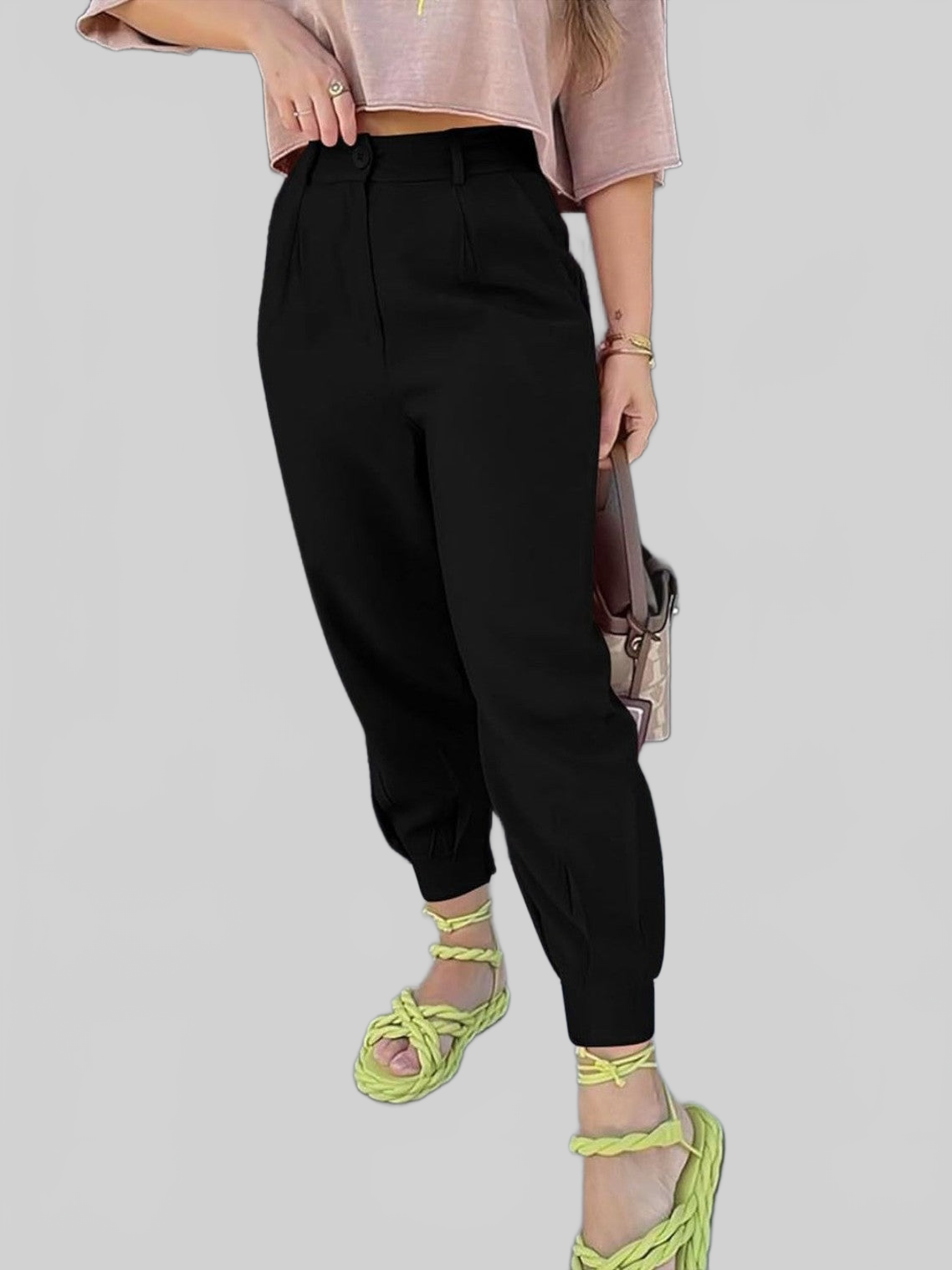 Women High Waist Cropped Pants nicholesgifts