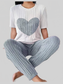 Heart Ribbed Knit Top and Pants Lounge Set nicholesgifts