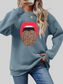 Women Leopard Lip Graphic Round Neck Sweatshirt NicholesGifts