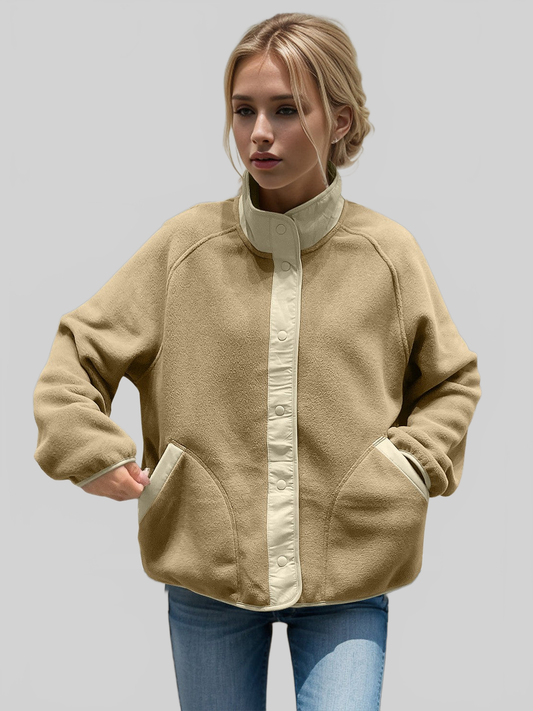 Women Double Take Snap Down Raglan Sleeve Jacket with Pockets NicholesGifts
