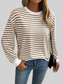 Women Ivy Lane Striped Round Neck Long Sleeve Sweatshirt nicholesgifts