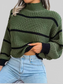 Striped Mock Neck Dropped Shoulder Sweater NicholesGifts