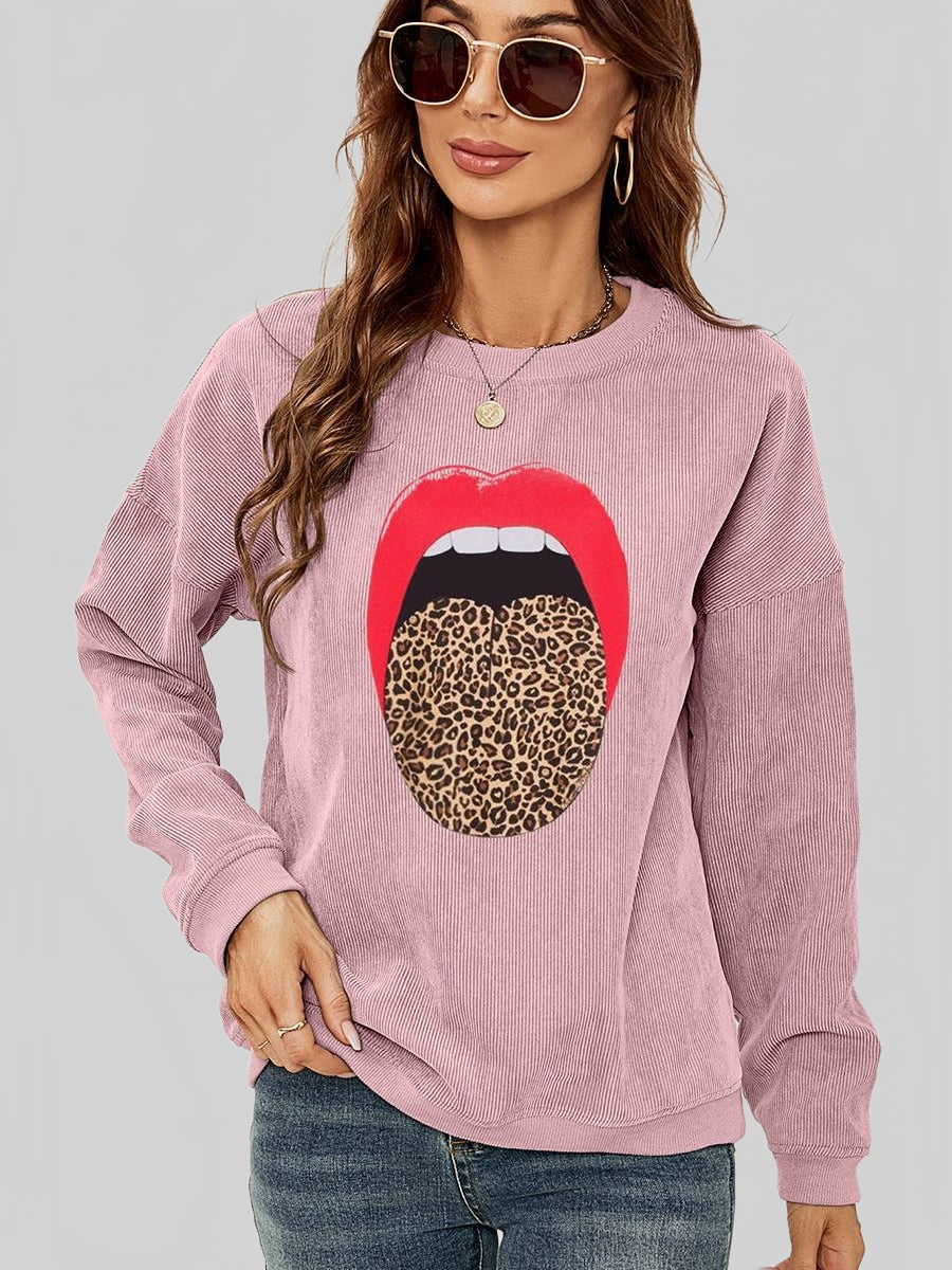 Women Round Neck Dropped Shoulder Mama Graphic Sweatshirt nicholesgifts