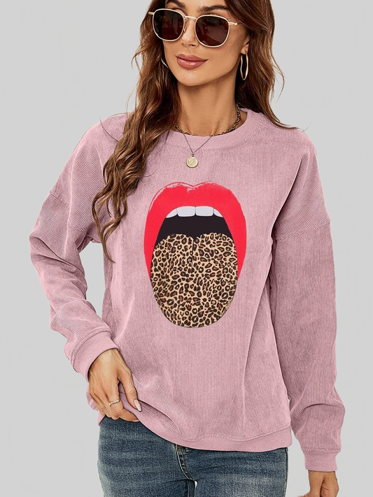 Women Round Neck Dropped Shoulder Mama Graphic Sweatshirt nicholesgifts