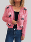 Women Flower Fuzzy Button-Up Cardigan nicholesgifts