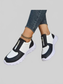 Contrast Breathable Zip Sneakers Trendsi