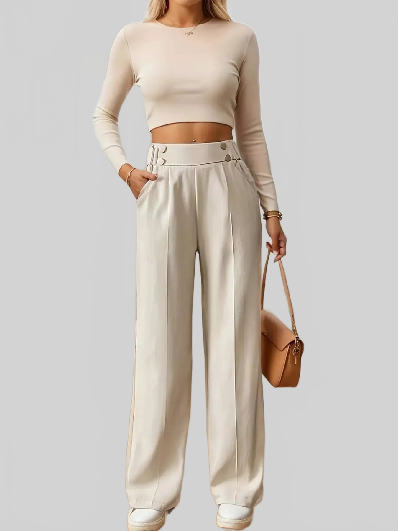 Women Full Size High-Waisted Wide-Leg Pants Plus Size nicholesgifts