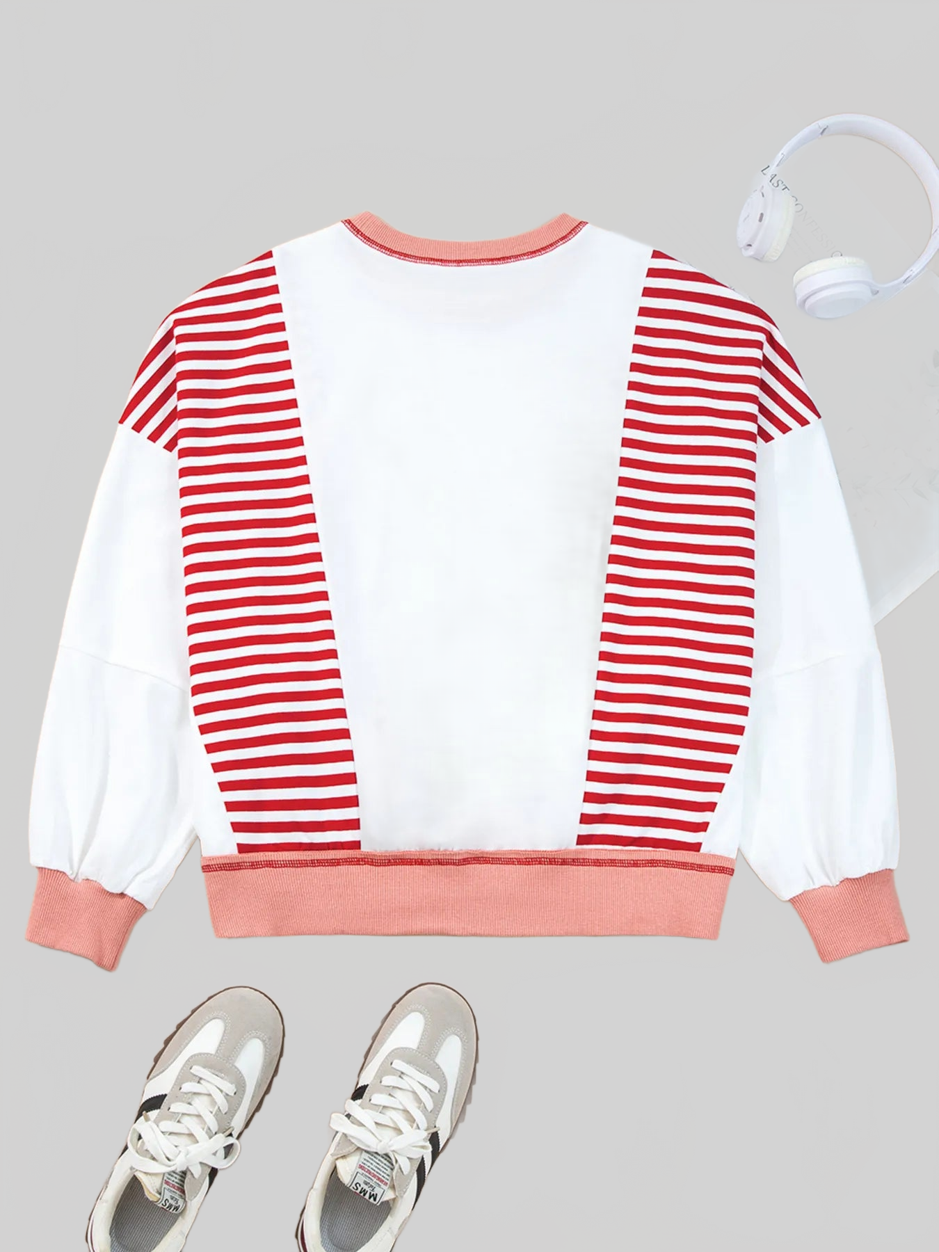 Stripe Color Block Contrast Stitching Oversize Sweatshirt nicholesgifts