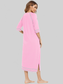 Zip Up Slit Round Neck Night Dress with Pockets nicholesgifts