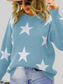 Star Pattern Round Neck Pullover Sweater nicholesgifts