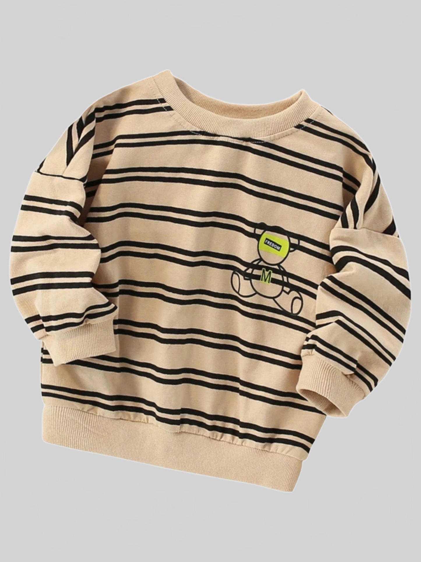 Toddler Boys Striped Bear Crew Neck Sweatshirt nicholesgifts