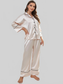 Contrast Piping Button-Up Top and Pants Pajama Set nicholesgifts
