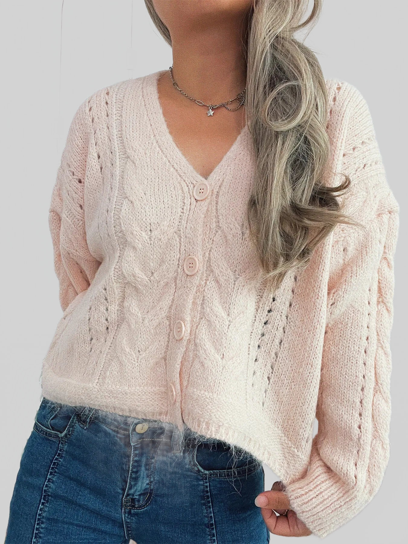 Cable Knit Button-Up Cardigan nicholesgifts