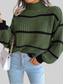 Striped Mock Neck Dropped Shoulder Sweater NicholesGifts