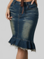 Women Raw Hem Mermaid Denim Skirt nicholesgifts