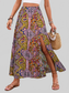 Slit Printed Elastic Waist Skirt nicholesgifts