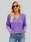 Eyelet Button Front Long Sleeve Cardigan NicholesGifts
