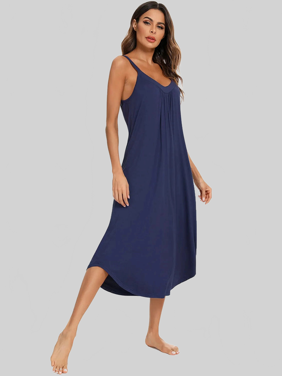 V-Neck Midi Lounge Dress nicholesgifts