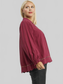 Women Umgee Full Size Linen Scallop Hem Long Sleeve Blouse with Contrast Trim Plus Size NicholesGifts