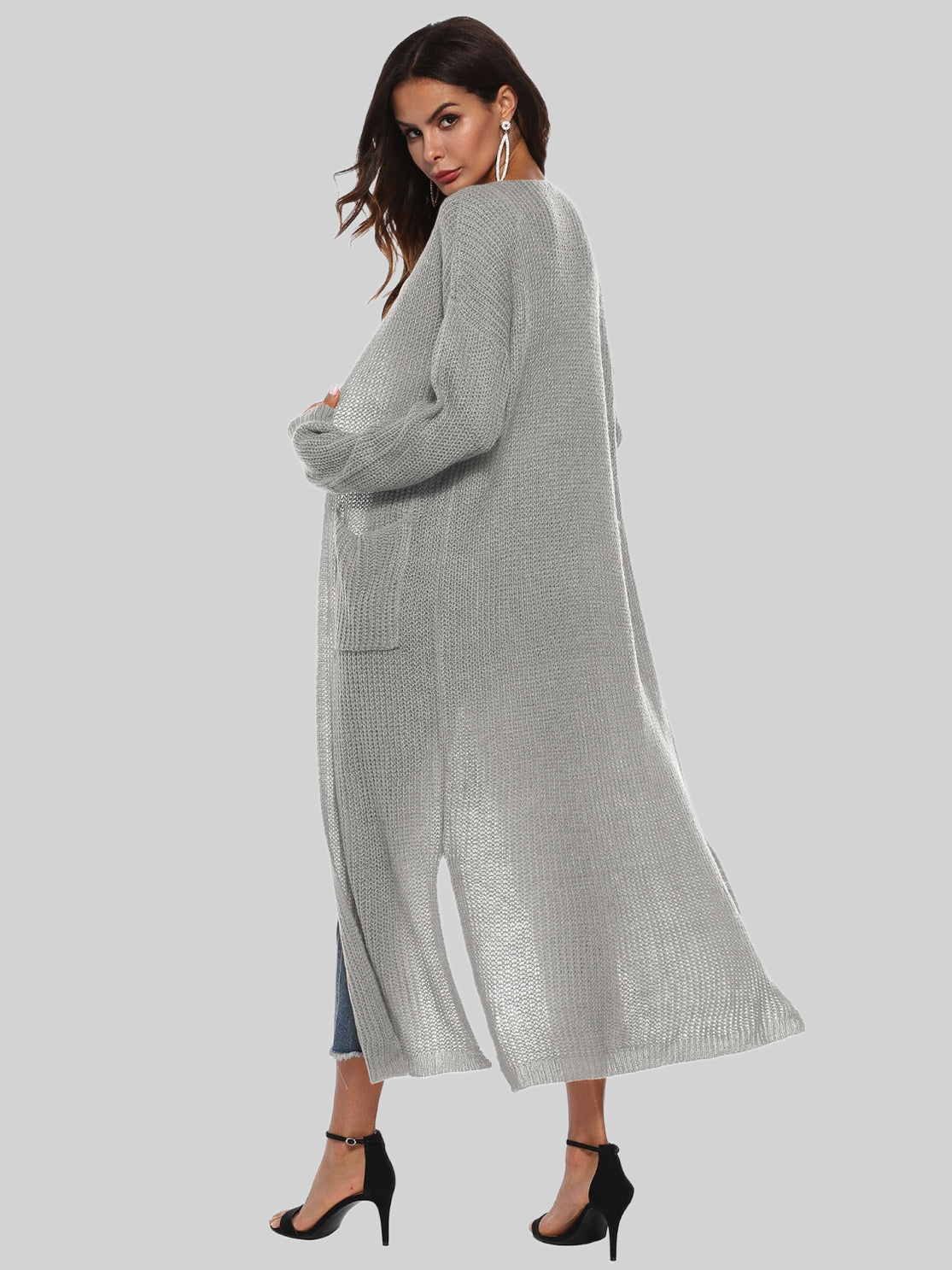Long Sleeve Open Front Buttoned Cardigan nicholesgifts