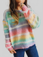 Women Striped Round Neck Long Sleeve Pullover Sweater nicholesgifts