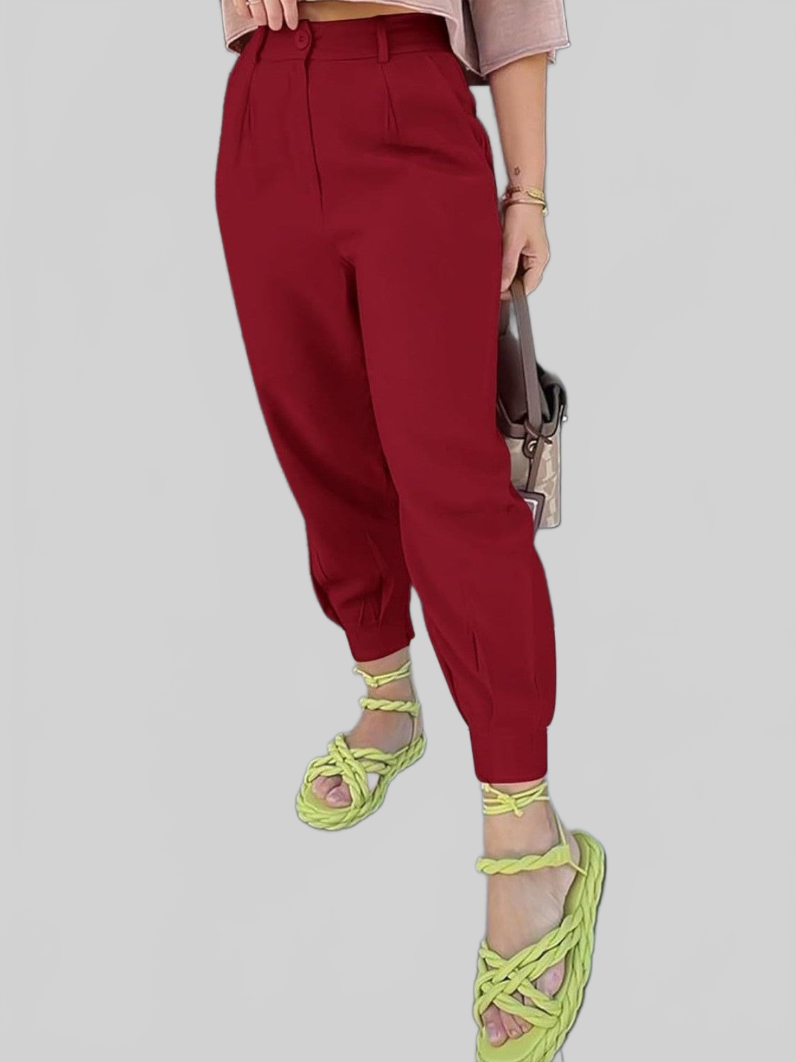 Women High Waist Cropped Pants nicholesgifts