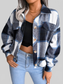 Plaid Collared Neck Long Sleeve Jacket nicholesgifts