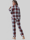 Plaid Button Front Top and Pants Lounge Set nicholesgifts