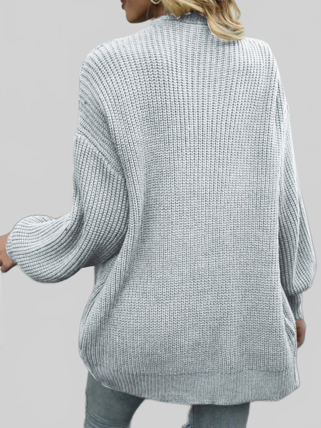 Drop Shoulder Balloon Sleeve Cardigan nicholesgifts