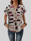 Women Printed Notched Short Sleeve Blouse nicholesgifts