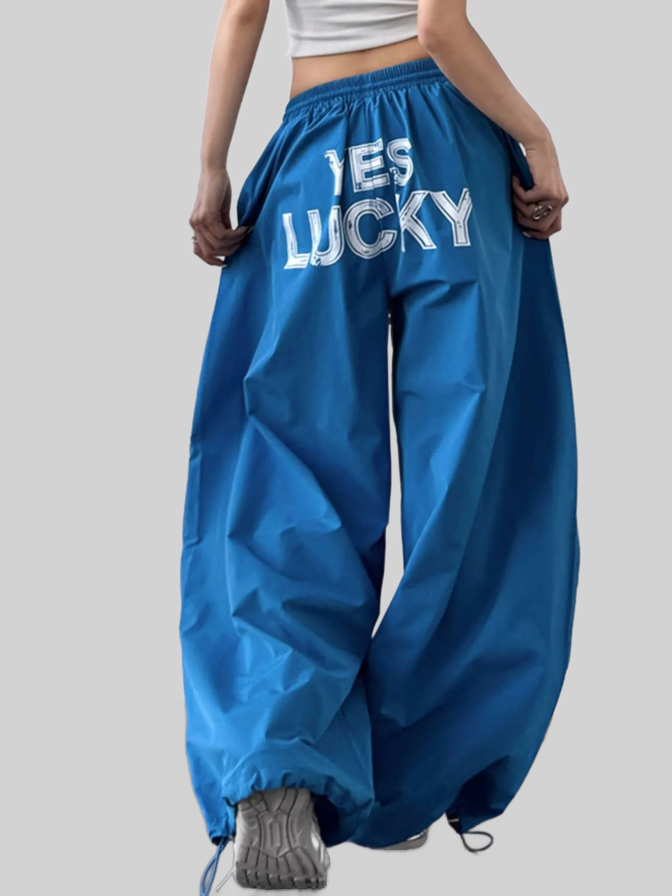 Letter Back Wide Leg Drawstring Pants nicholesgifts