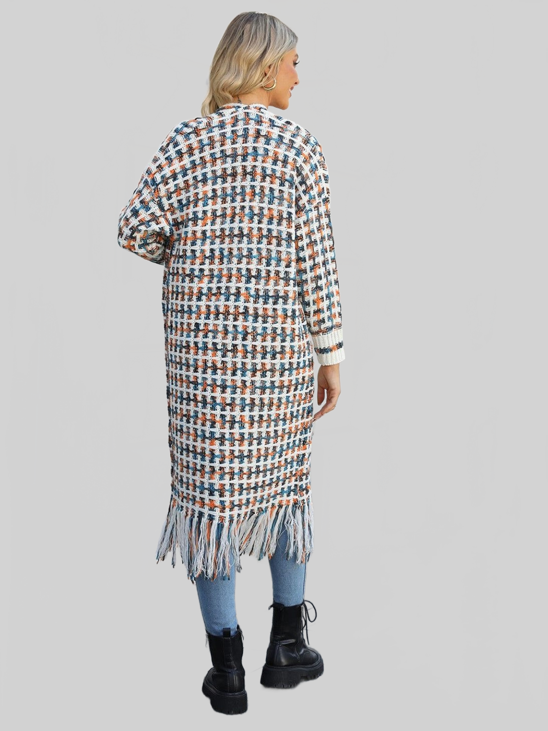 Women Open Front Fringe Hem Cardigan Sweater nicholesgifts