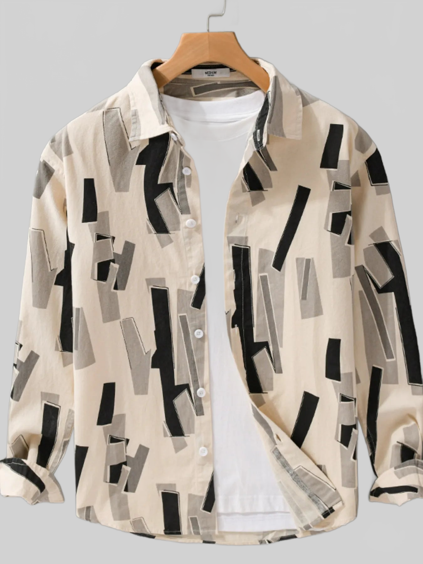 Men's Plus Size Printed Button Up Long Sleeve Shirt nicholesgifts