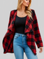 Plaid Open Front Long Sleeve Jacket nicholesgifts