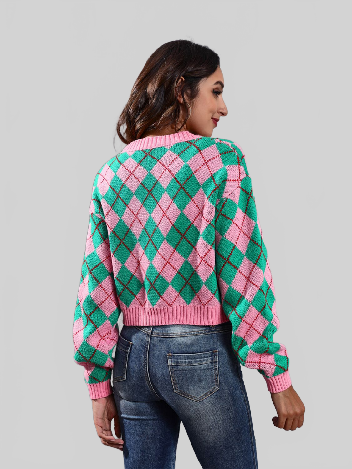 Women Geometric Button Up Long Sleeve Cardigan NicholesGifts