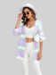 Angel Wings Color Block Ribbed Dropped Shoulder Open Front Cardigan nicholesgifts
