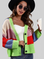 Color Block Button-Down Dropped Shoulder Cardigan nicholesgifts