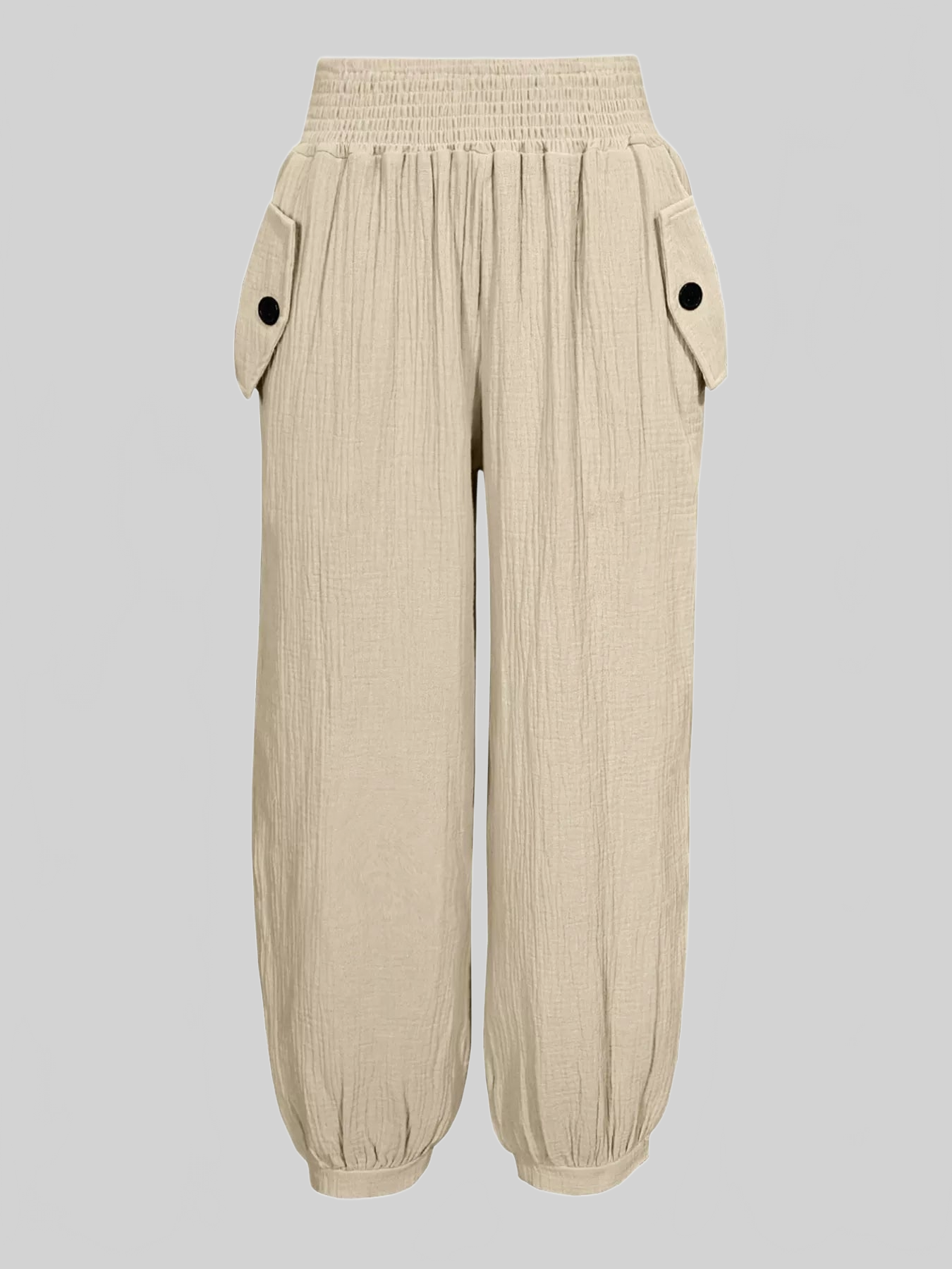 Women Smocked Textured Casual Pants nicholesgifts
