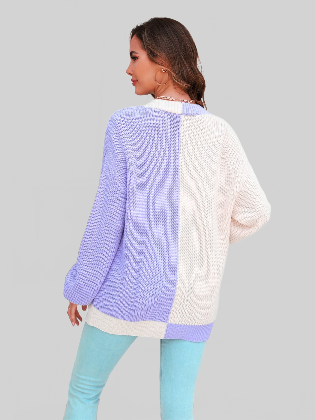 Angel Wings Open Front Contrast Color Balloon Sleeve Cardigan nicholesgifts