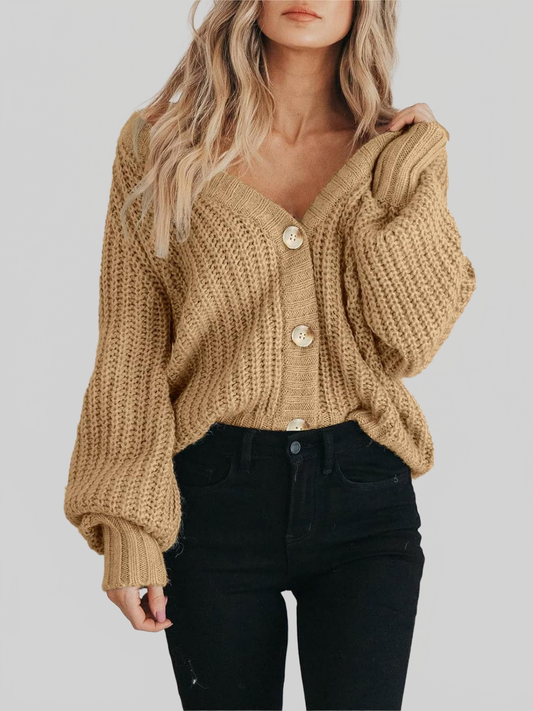 Women Button Up Long Sleeve Cardigan nicholesgifts
